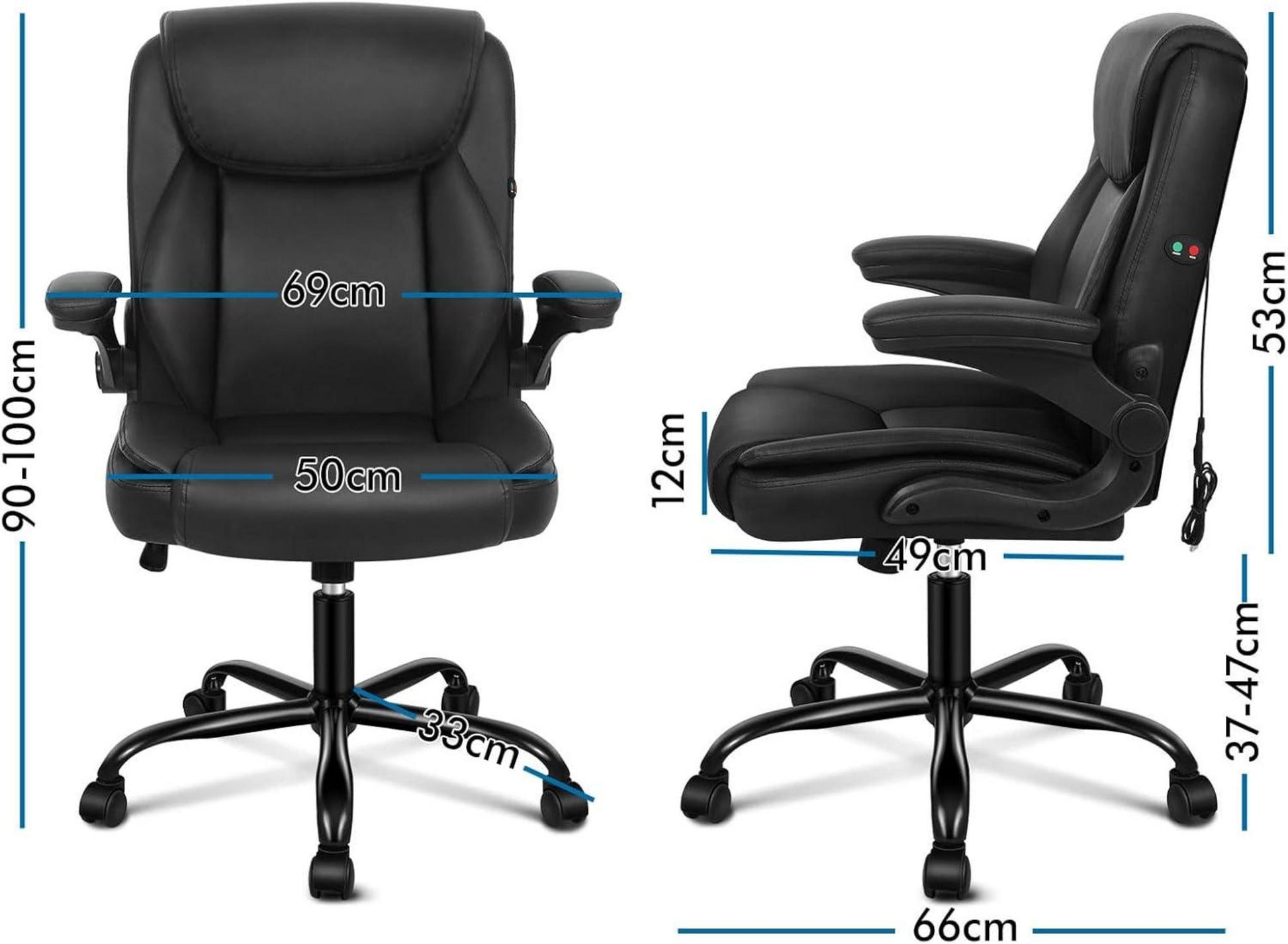 ALFORDSON Massage Bürostuhl Schwarz 150kg Gaming Stuhl