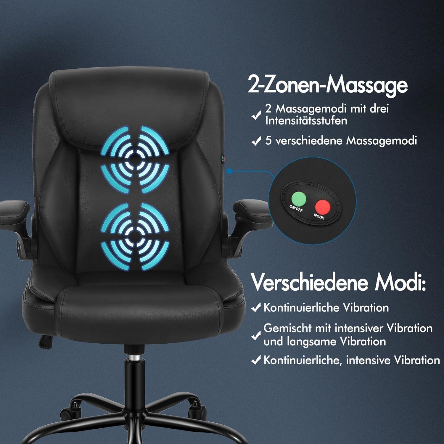 ALFORDSON Ergonomischer Massage Gaming Bürostuhl Schwarz PU-Leder 150kg
