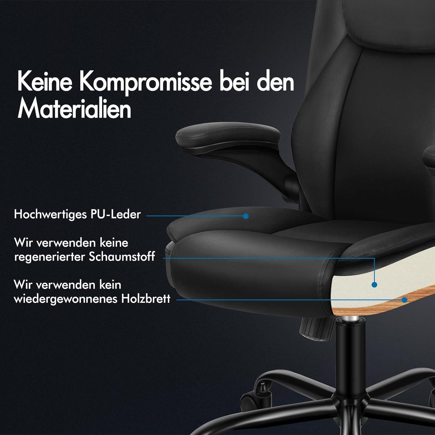 ALFORDSON Massage Bürostuhl Schwarz PU-Leder 150kg ergonomisch