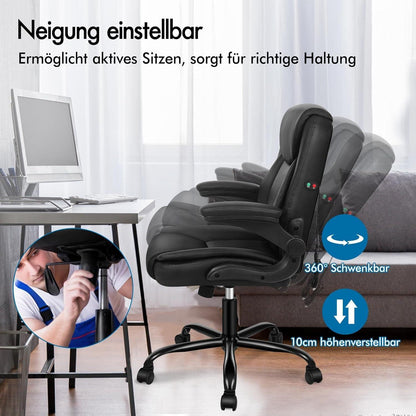 ALFORDSON Massage Bürostuhl Schwarz PU-Leder 150kg ergonomisch