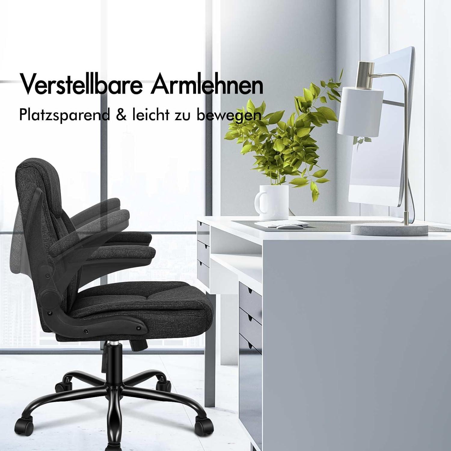 Ergonomischer Massage Bürostuhl mit Klappbarer Armlehne und SGS Gas-Lift Schwarz