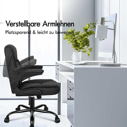 Ergonomischer Massage Bürostuhl mit Klappbarer Armlehne und SGS Gas-Lift Schwarz