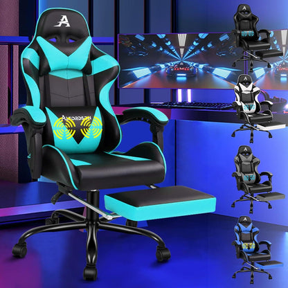 Ergonomischer Gaming-Stuhl mit Massagefunktion und Fußstütze