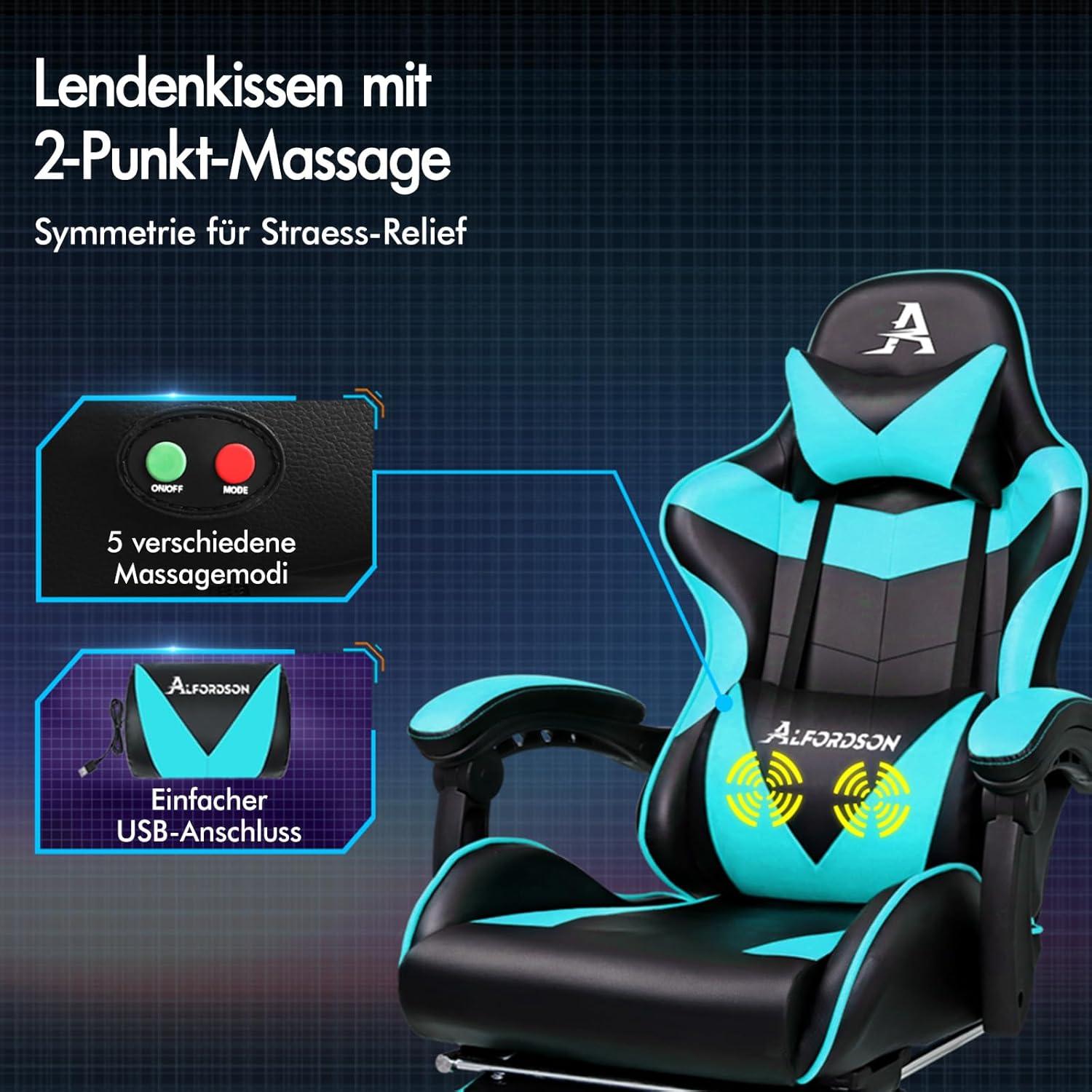 Ergonomischer Gaming-Stuhl Bürostuhl massage Stuhl PU-Leder höhenverstellbar
