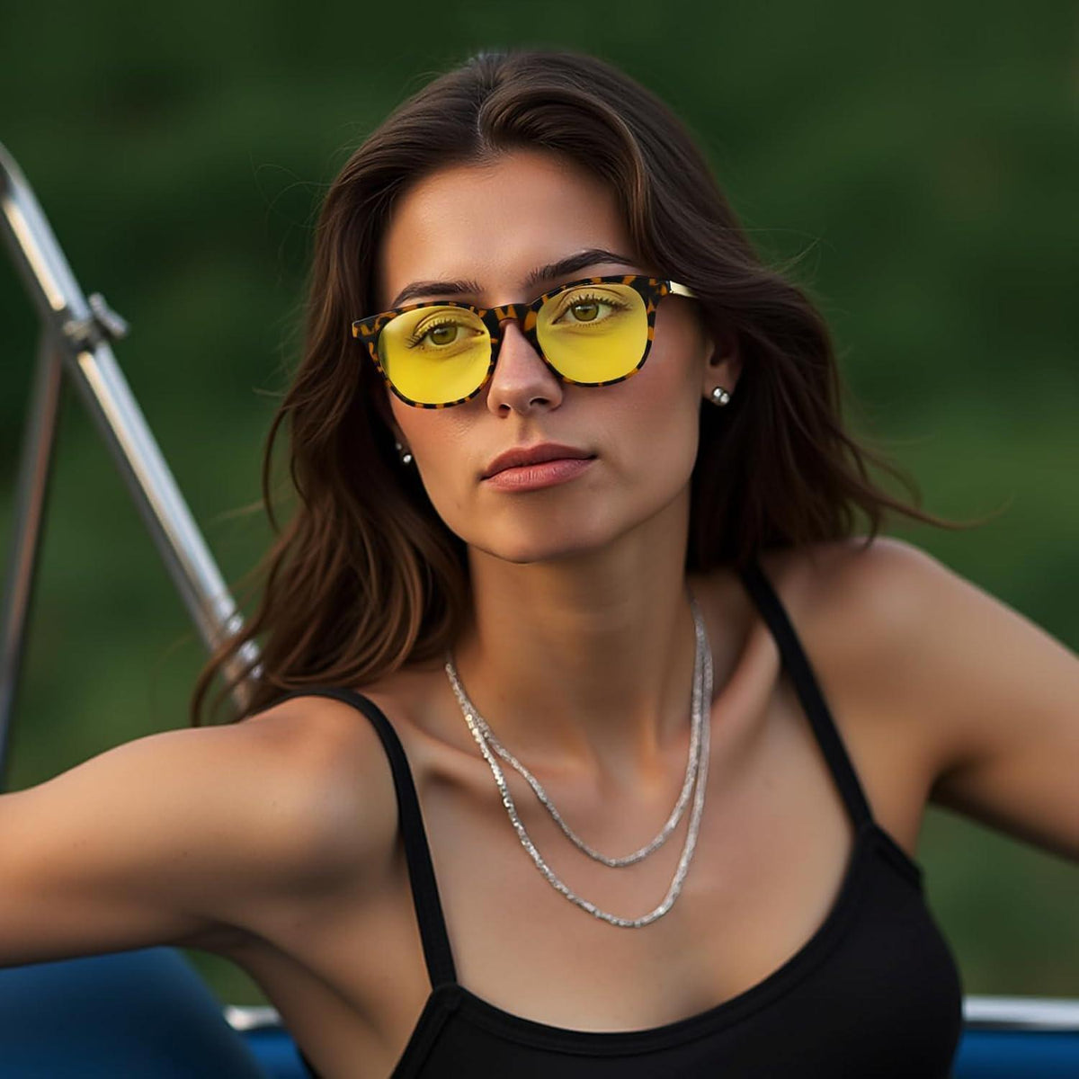 Polarisierte Damen Sonnenbrille Cateye Retro UV400 Schutz Gelb