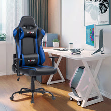 Ergonomischer Gaming Stuhl mit Fußstütze und PU Leder, Blau