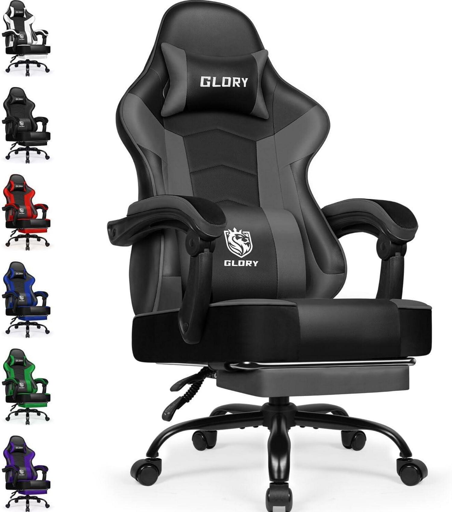 Ergonomischer Gaming Stuhl mit Fußstütze und 150 kg Belastbarkeit