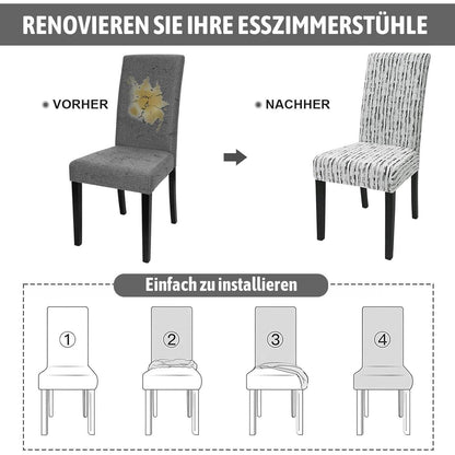 Stretch Stuhlhussen 4er Set Jacquard Weiß – Abnehmbar & Waschbar