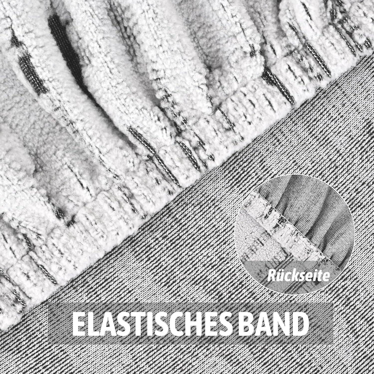 Stretch Stuhlhussen 4er Set Jacquard Weiß – Abnehmbar & Waschbar