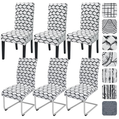 Stretch Stuhlhussen 6er Set Jacquard – Universal Bezug für Stühle