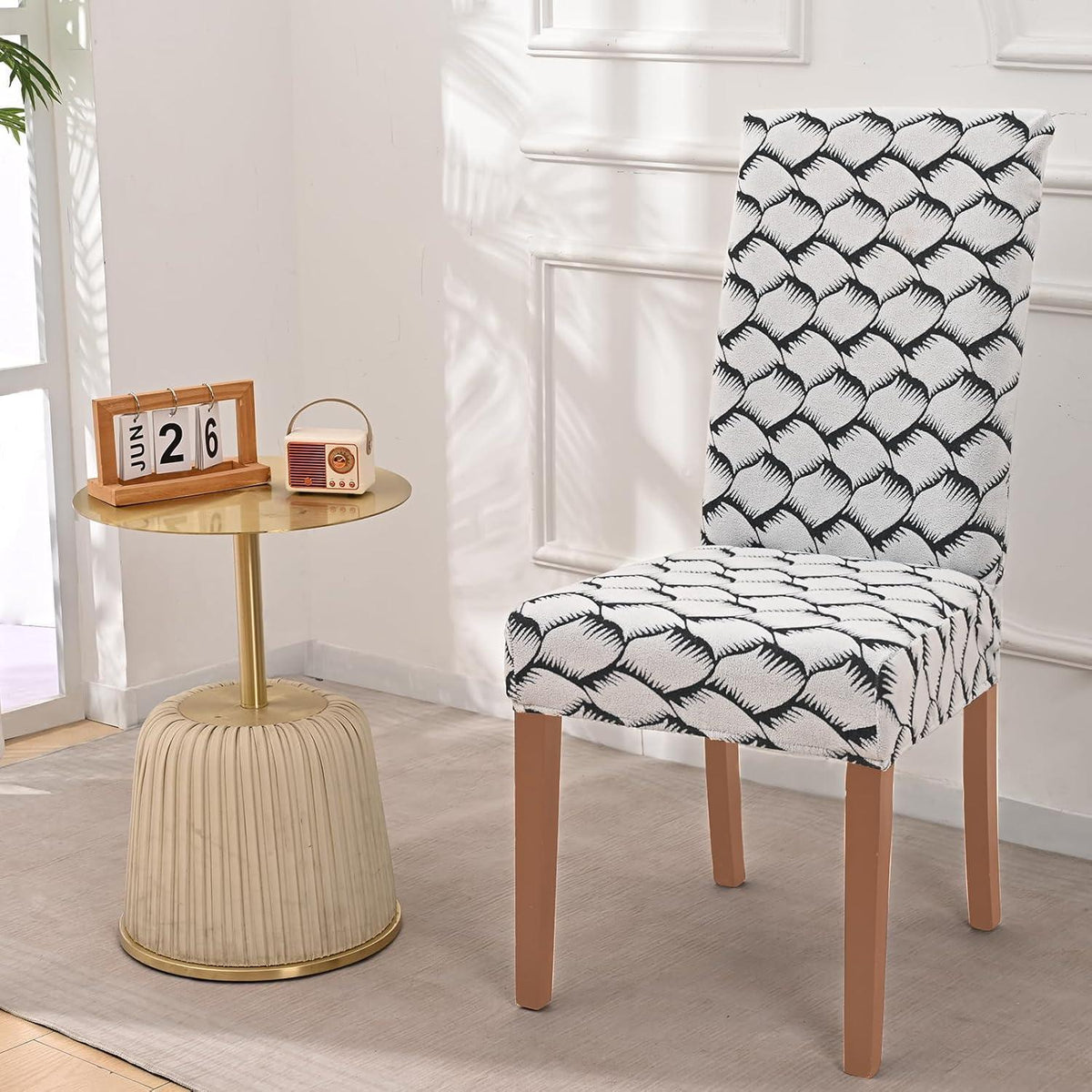 Stretch Stuhlhussen 6er Set Jacquard – Universal Bezug für Stühle