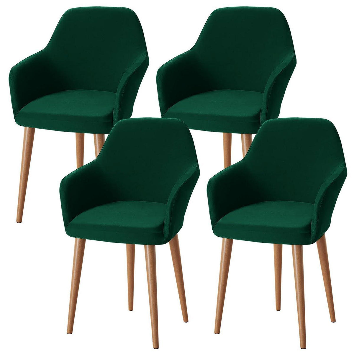 Stretch Stuhlhussen Set 4er – Grün, Abnehmbar & Waschbar