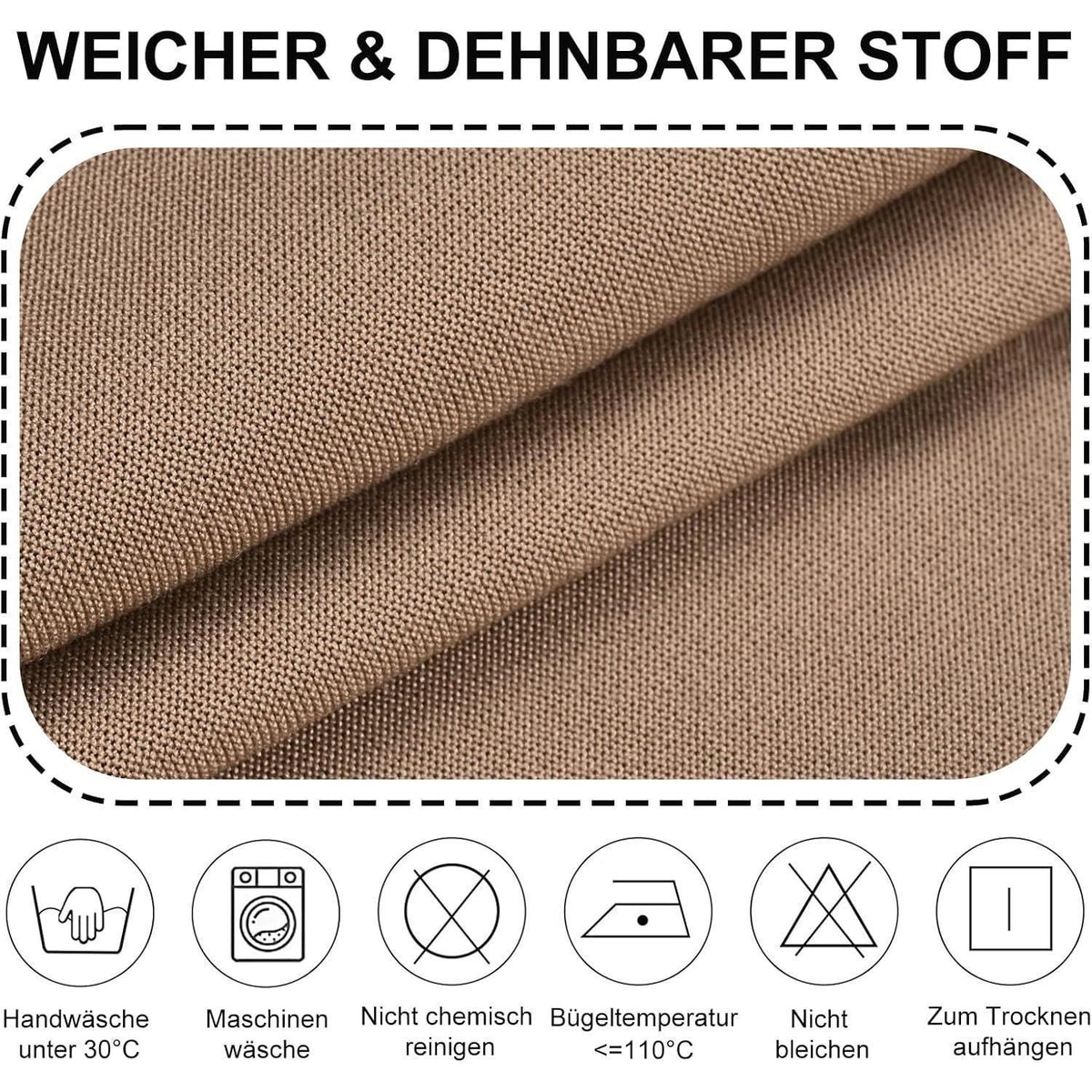 Stretch Stuhlhussen Set – Abnehmbar & Waschbar (Kamel, 4er)