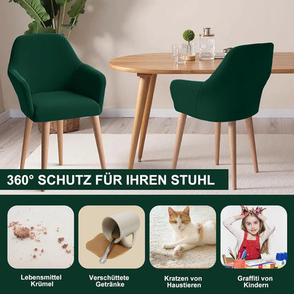 Stretch Stuhlhussen 6er Set – Grün, Abnehmbar & Waschbar