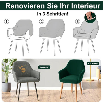 Stretch Stuhlhussen 6er Set – Grün, Abnehmbar & Waschbar