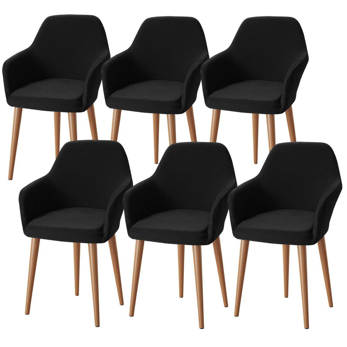 Stretch Stuhlhussen 6er Set – Sesselbezug Schwarz