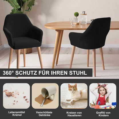 Stretch Stuhlhussen 6er Set – Sesselbezug Schwarz