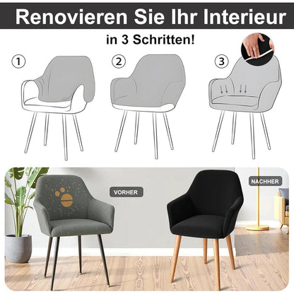 Stretch Stuhlhussen 6er Set – Sesselbezug Schwarz