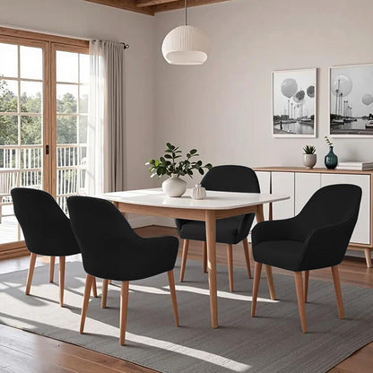Stretch Stuhlhussen 6er Set – Sesselbezug Schwarz