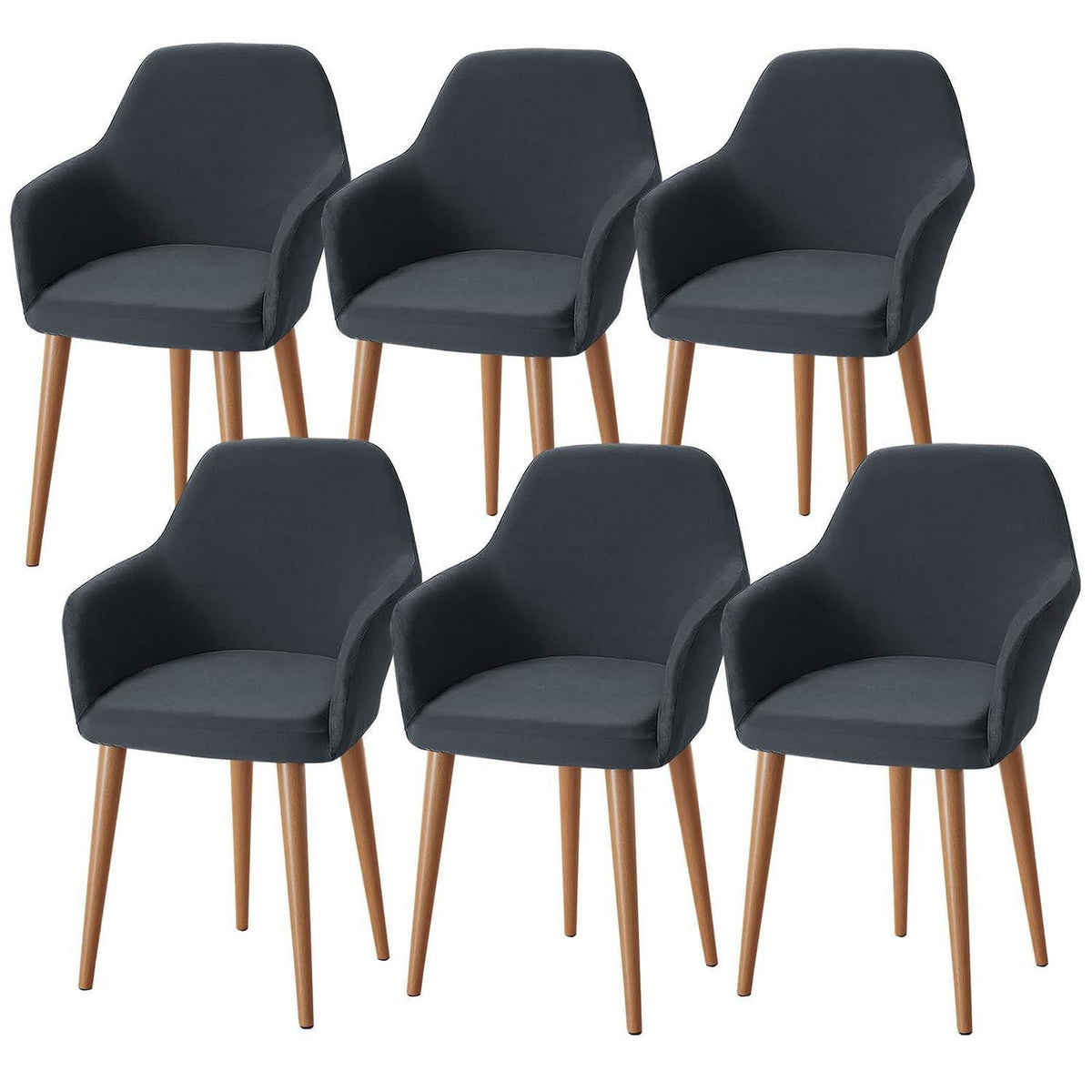 Stretch Stuhlhussen 6er Set – Grau | Sesselbezug & Schonbezug