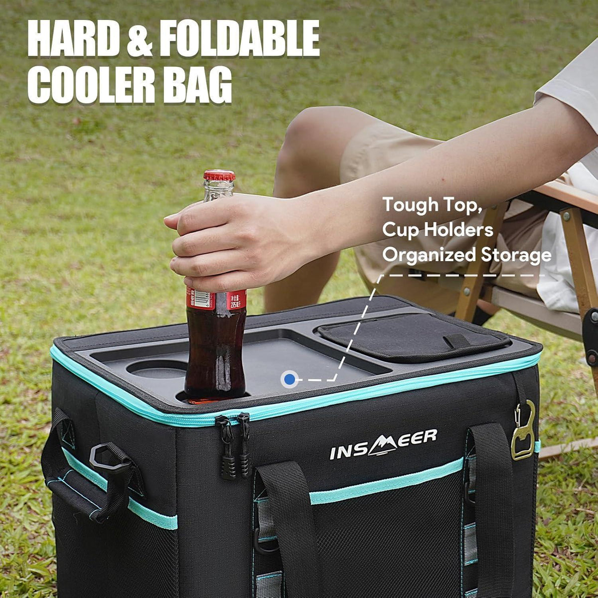 Kühltasche 40L XXL Faltbar – 60 Dosen, Camping & Picknick