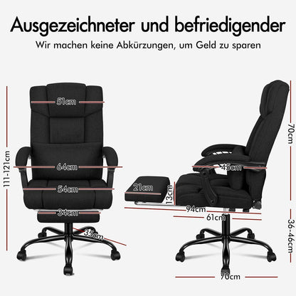 Ergonomischer Bürostuhl mit Hochlehner und Fußstütze, Schwarz