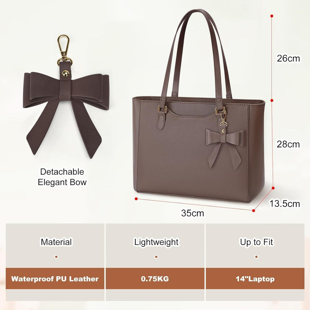 Große Handtasche mit Schmetterlingsschleife – Wasserdichte Shopper & Arbeitstasche in Lederoptik