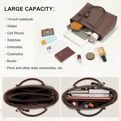 Große Handtasche mit Schmetterlingsschleife – Wasserdichte Shopper & Arbeitstasche in Lederoptik