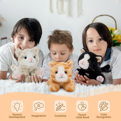 6x Katze Kuscheltier Set - Süße Plüschtiere für Kinder