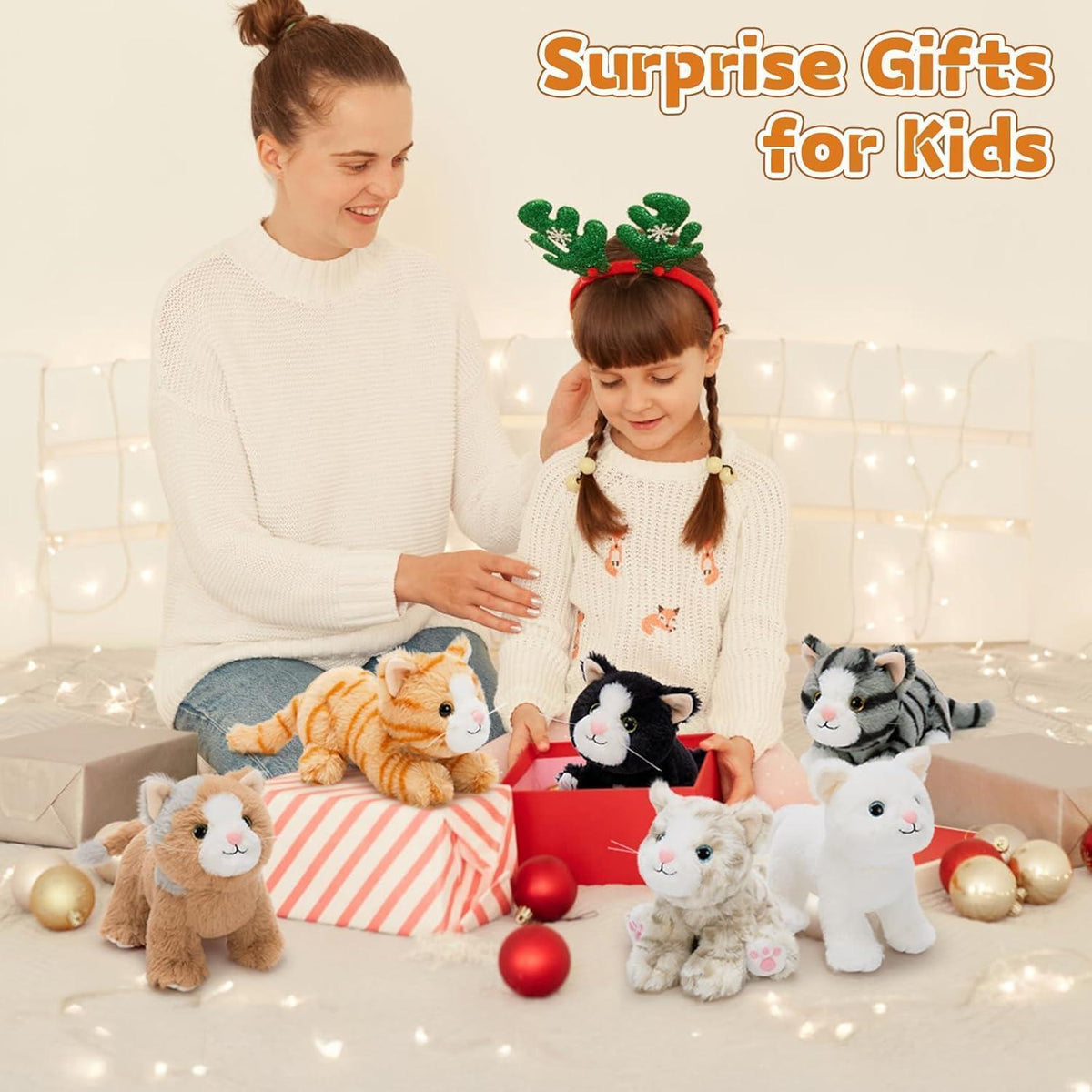 6x Katze Kuscheltier Set - Süße Plüschtiere für Kinder