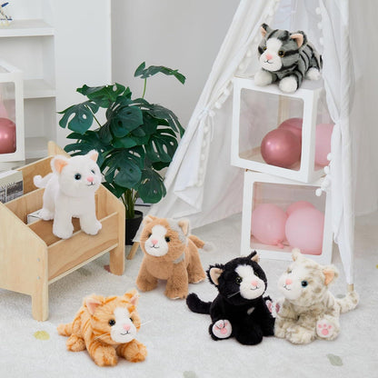 6x Katze Kuscheltier Set - Süße Plüschtiere für Kinder