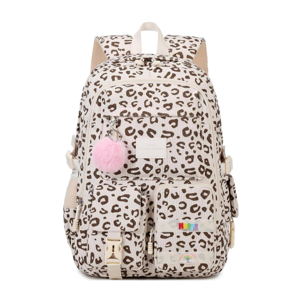 Schulrucksack Mädchen 3-Leopard Samt – Bequemer Kinderrucksack