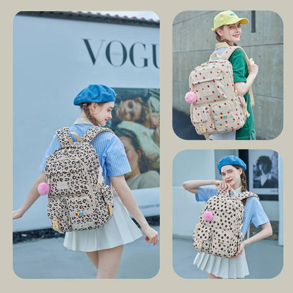Schulrucksack Mädchen 3-Leopard Samt – Bequemer Kinderrucksack