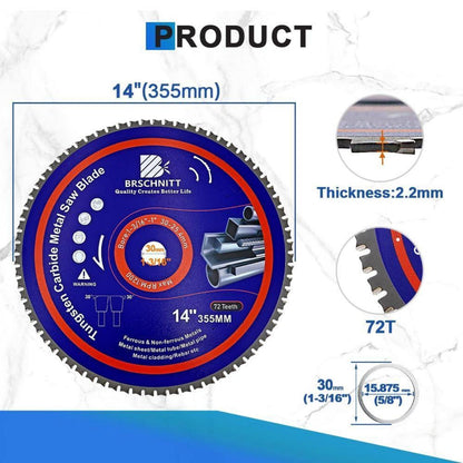 Kreissägeblatt Metall 355mm 72T TCT 3 Stück 30/25.4MM