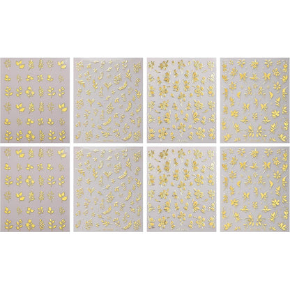 Nagelsticker Goldene Blumen – 8 Blatt Nail Art Aufkleber