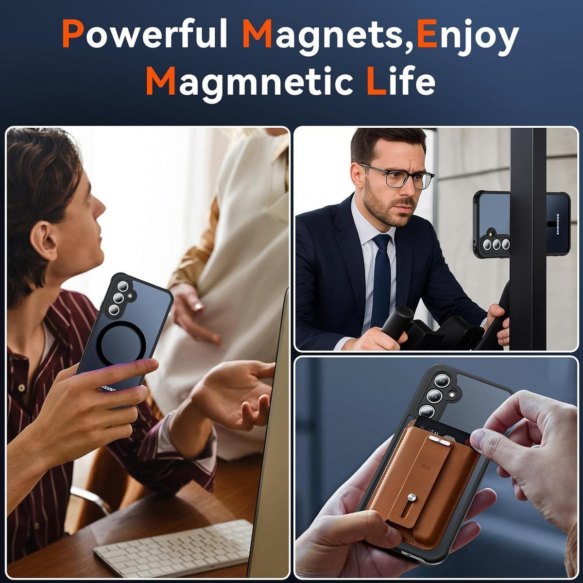 Magnetische Schutzhülle für Samsung A54 5G mit Displayschutz (Schwarz)
