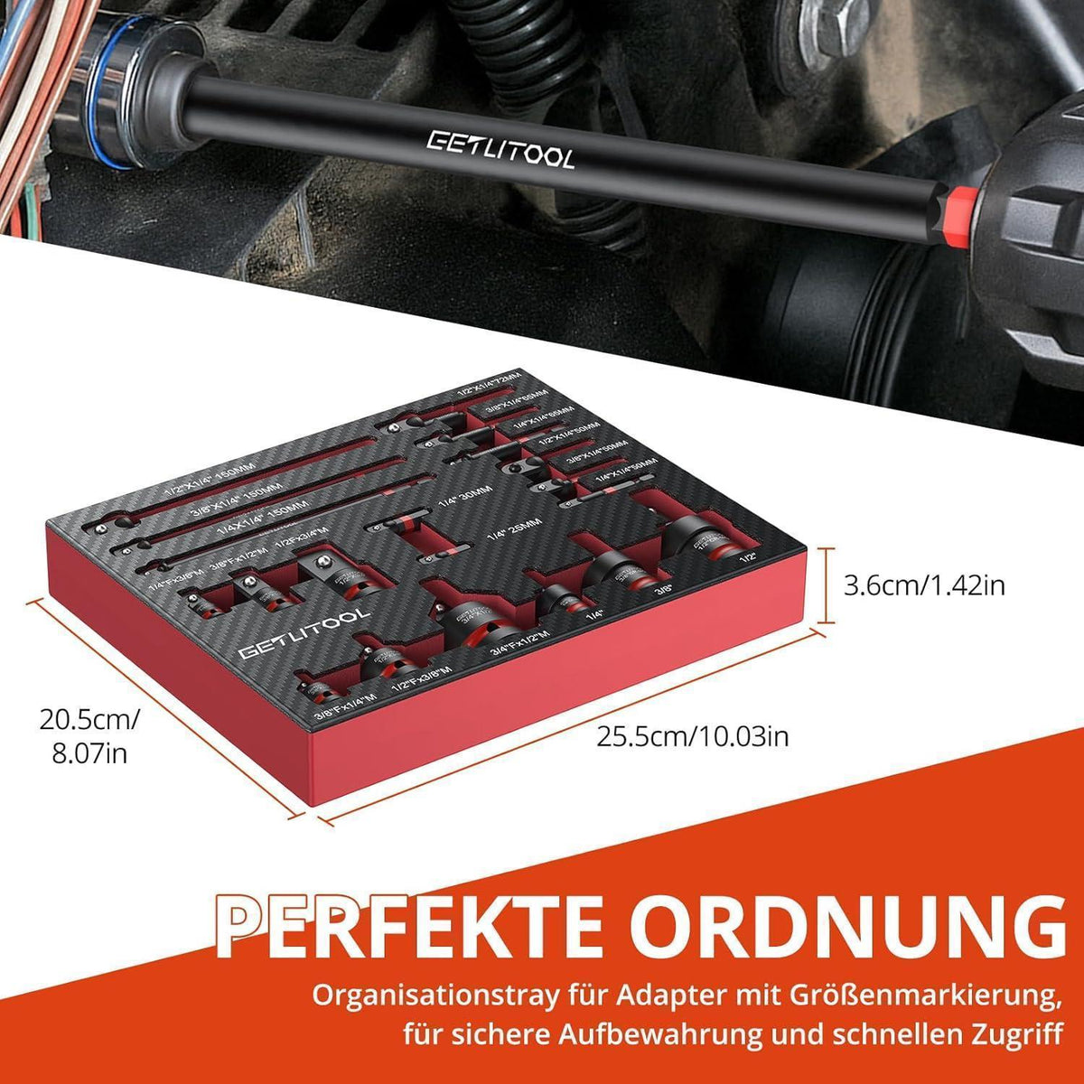 20tlg Stecknuss Adapter Set mit Kardangelenken für Profi-Werkzeug