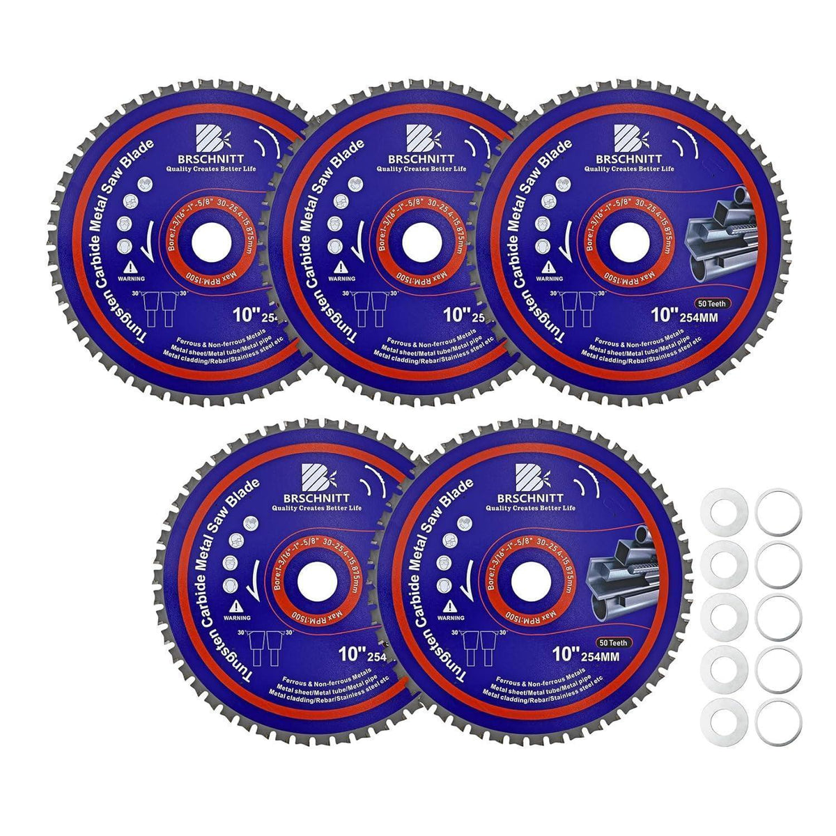 Kreissägeblatt Metall 254mm 50T TCT 5 Stück