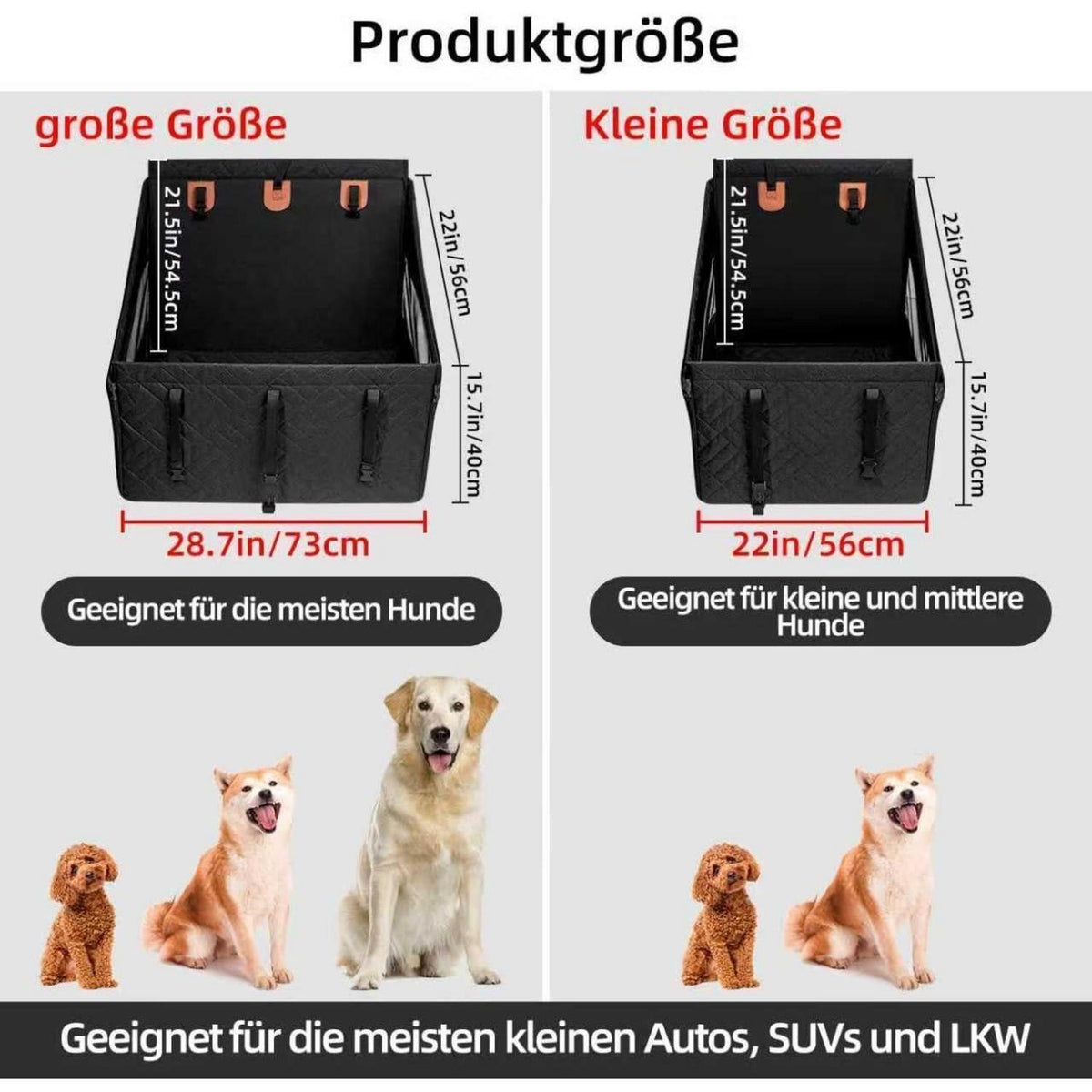Hunde Autositz Rückbank L – Sicherer & Robuster Boostersitz mit Matte