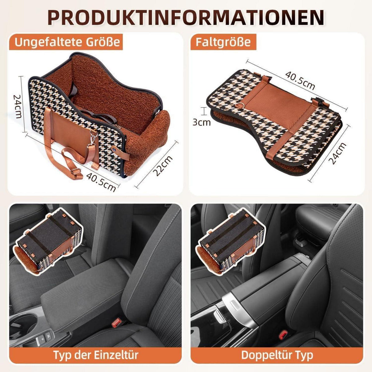 Hundesitz Auto Mittelkonsole – Wasserdicht & Mit Taschen