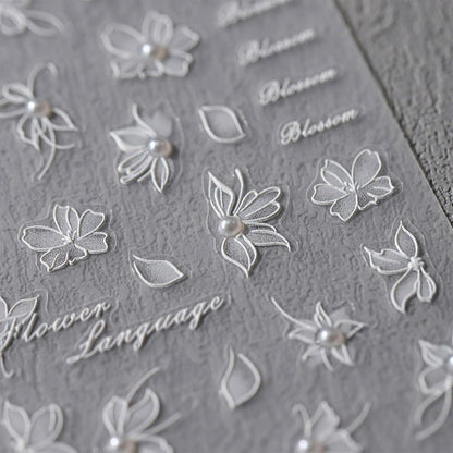 3D Nagelsticker Weiße Blumen Nail Art Aufkleber