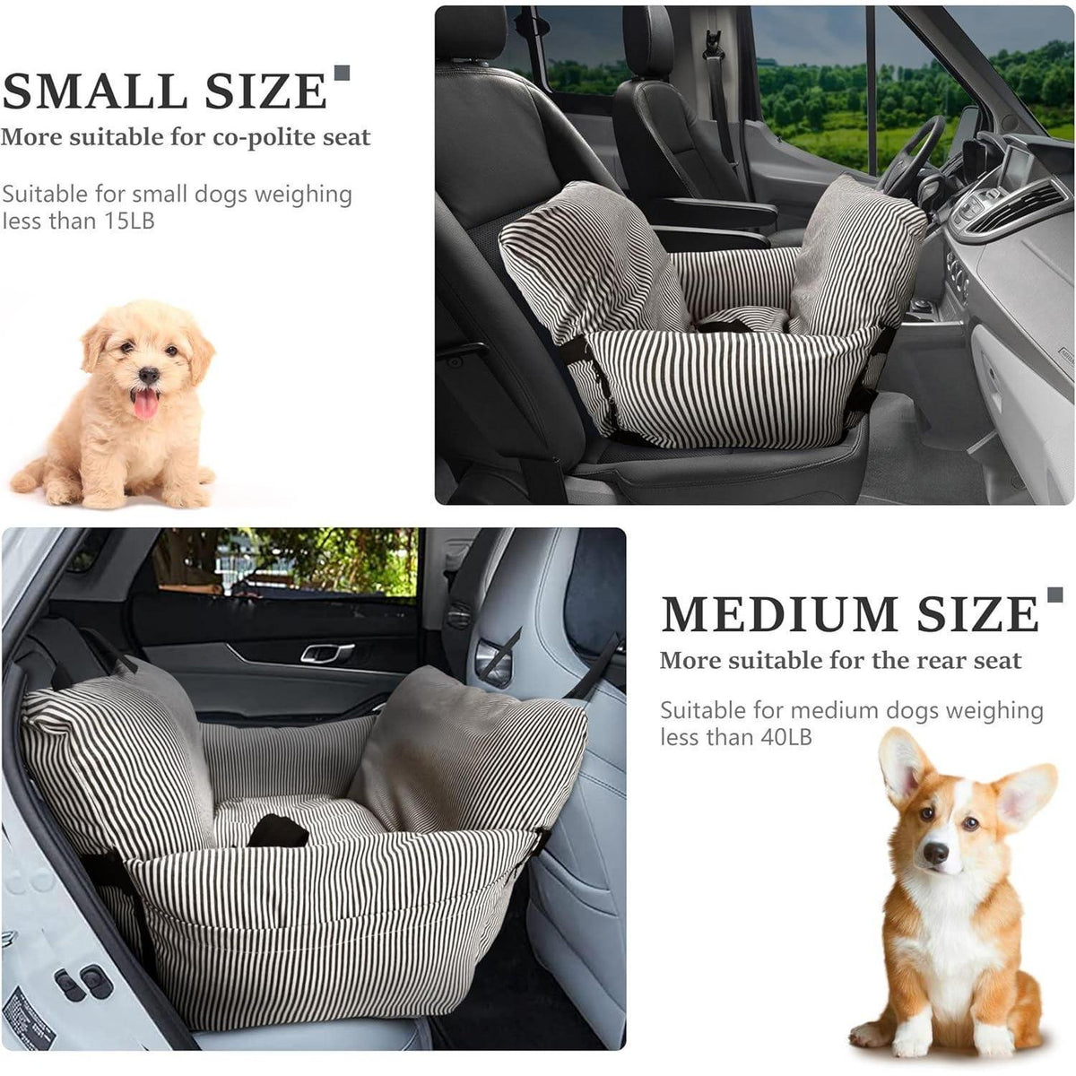 Hunde-Autositz für kleine Hunde bis 6 kg – Waschbar & Sicher