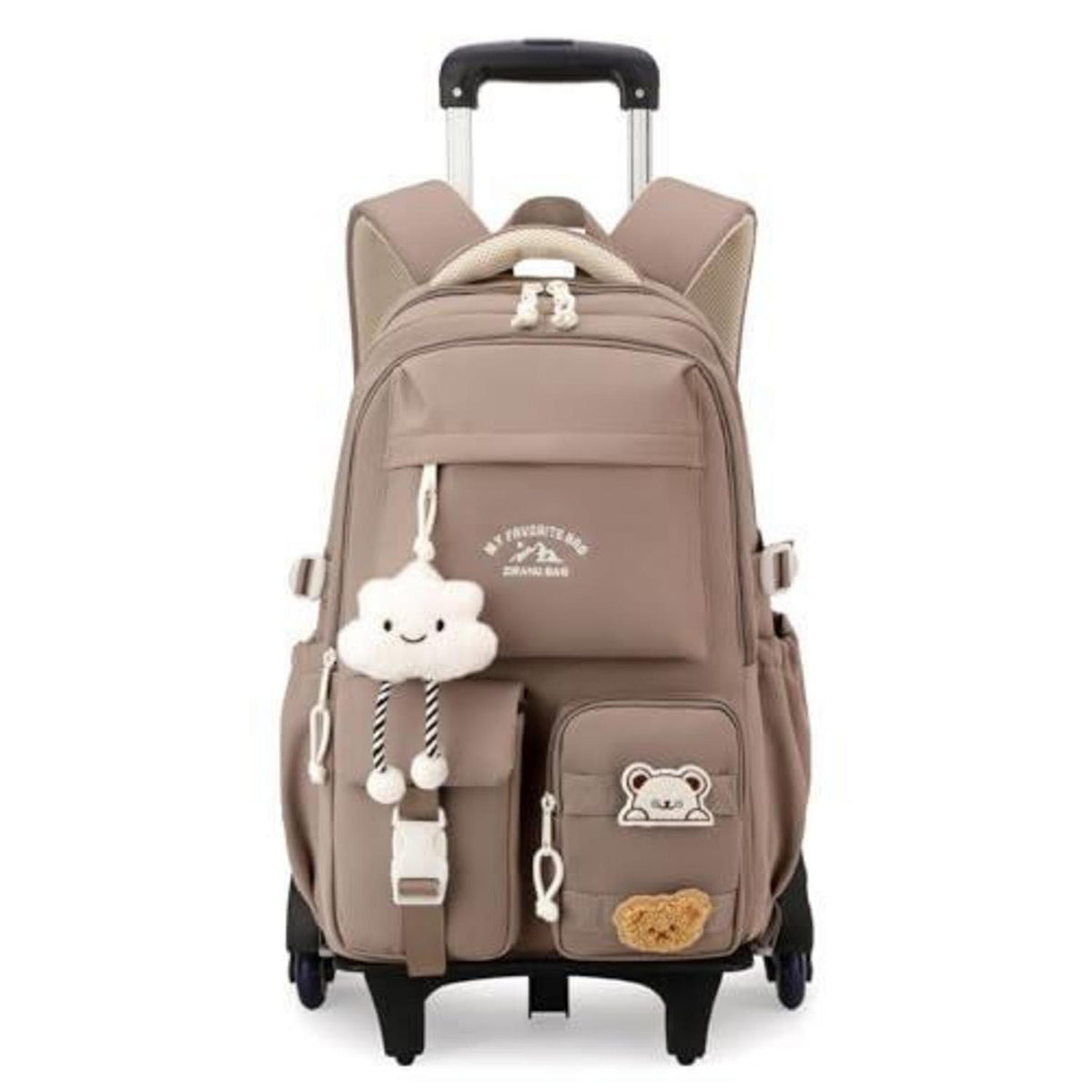 Schulrucksack Trolley Mädchen Braun – 30L, Rollen, Abnehmbar