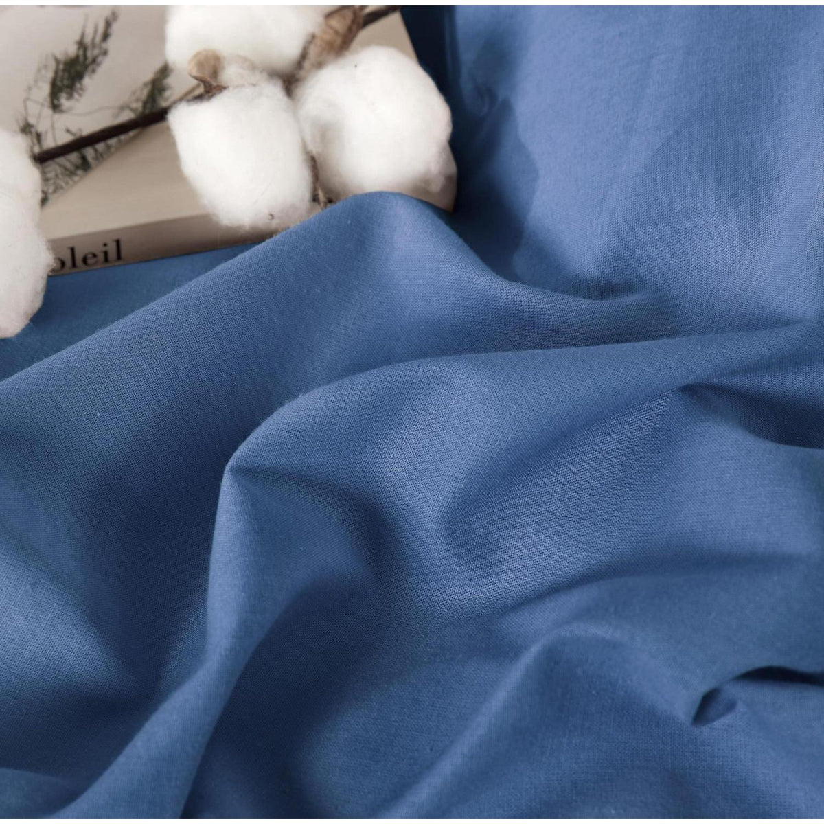 3tlg. Marineblau Bettwäsche-Set 200x220cm, Washed Baumwolle