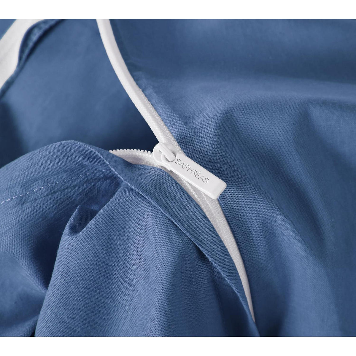 3tlg. Marineblau Bettwäsche-Set 200x220cm, Washed Baumwolle