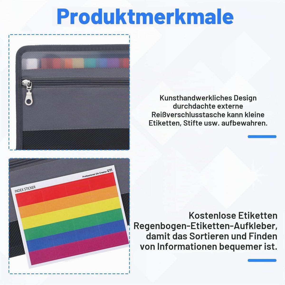 Fächermappe A5 mit Reißverschluss – Dokumenten Organizer für Reise & Büro