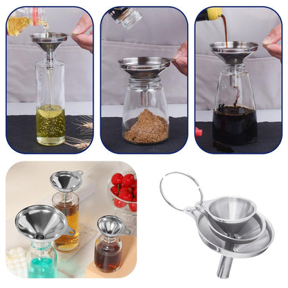 Edelstahl Trichter Set 3er – Für Küche, Öl, Mehl & Flüssigkeiten