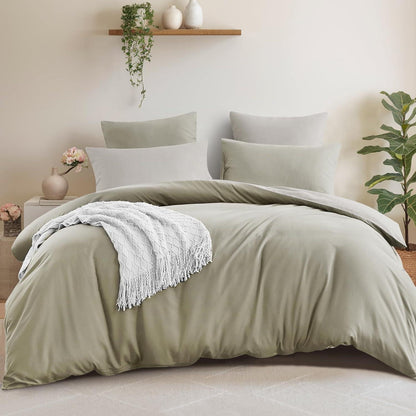 Bettwäsche-Set 200x220 cm 3-teilig Wendebettwäsche Taupe Beige