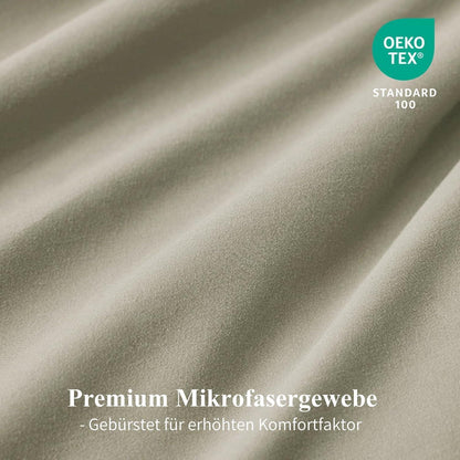 Bettwäsche-Set 200x220 cm 3-teilig Wendebettwäsche Taupe Beige