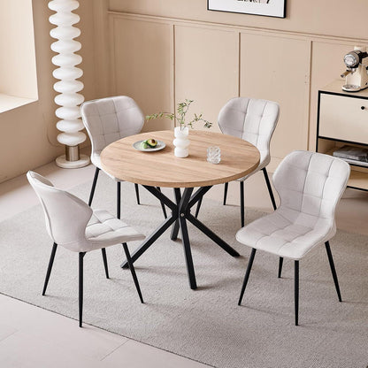 8er Set Atmungsaktive Leinen Esszimmerstühle Beige